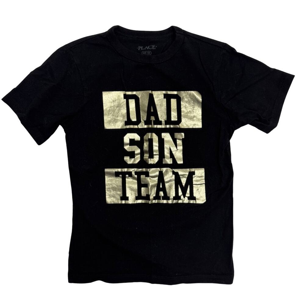 Children’s Place Dad Son Team Graphic T Shirt Size Small 5/6 Black & Gold Cotton
